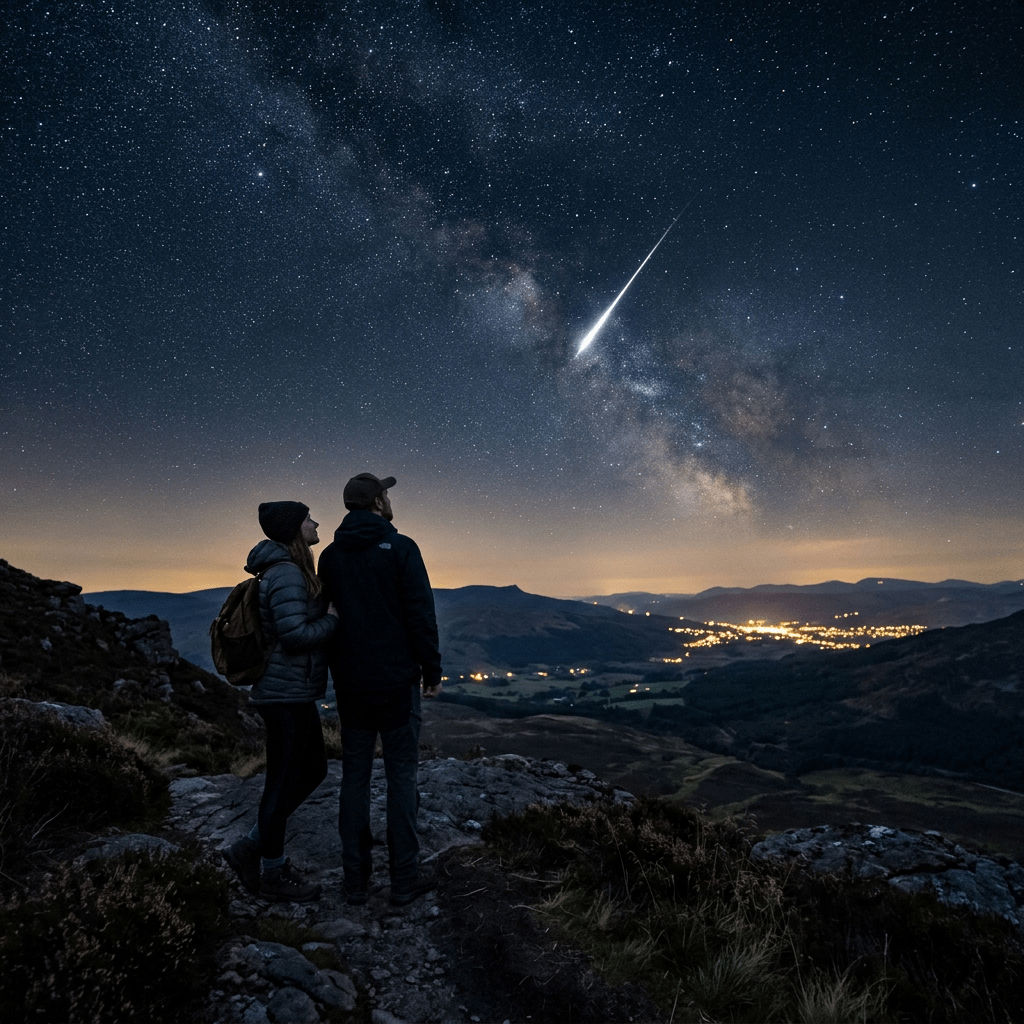 Add two people watching distant falling star